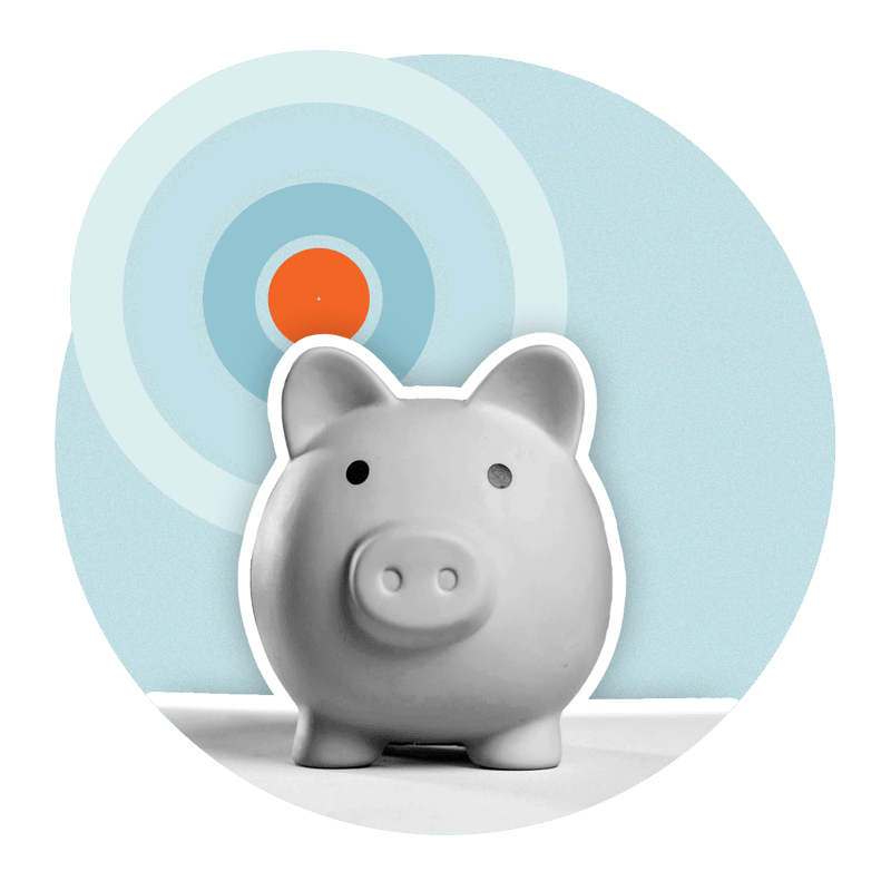 Piggy bank in front of target