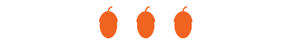 Three orange acorn icons in a row