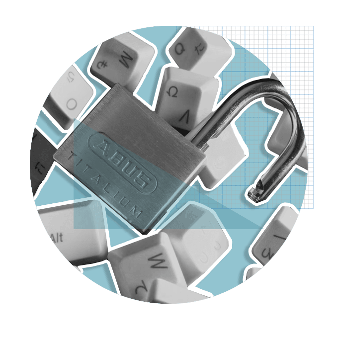 Padlock and keyboard keys