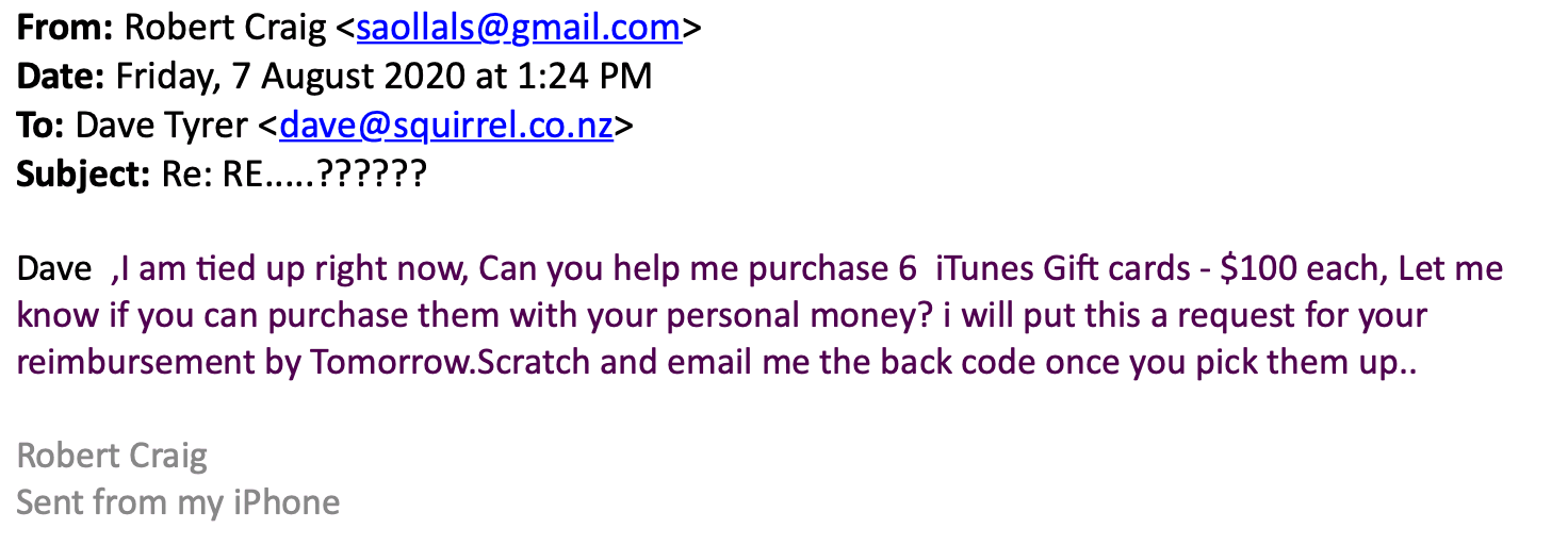 Email fraud reply