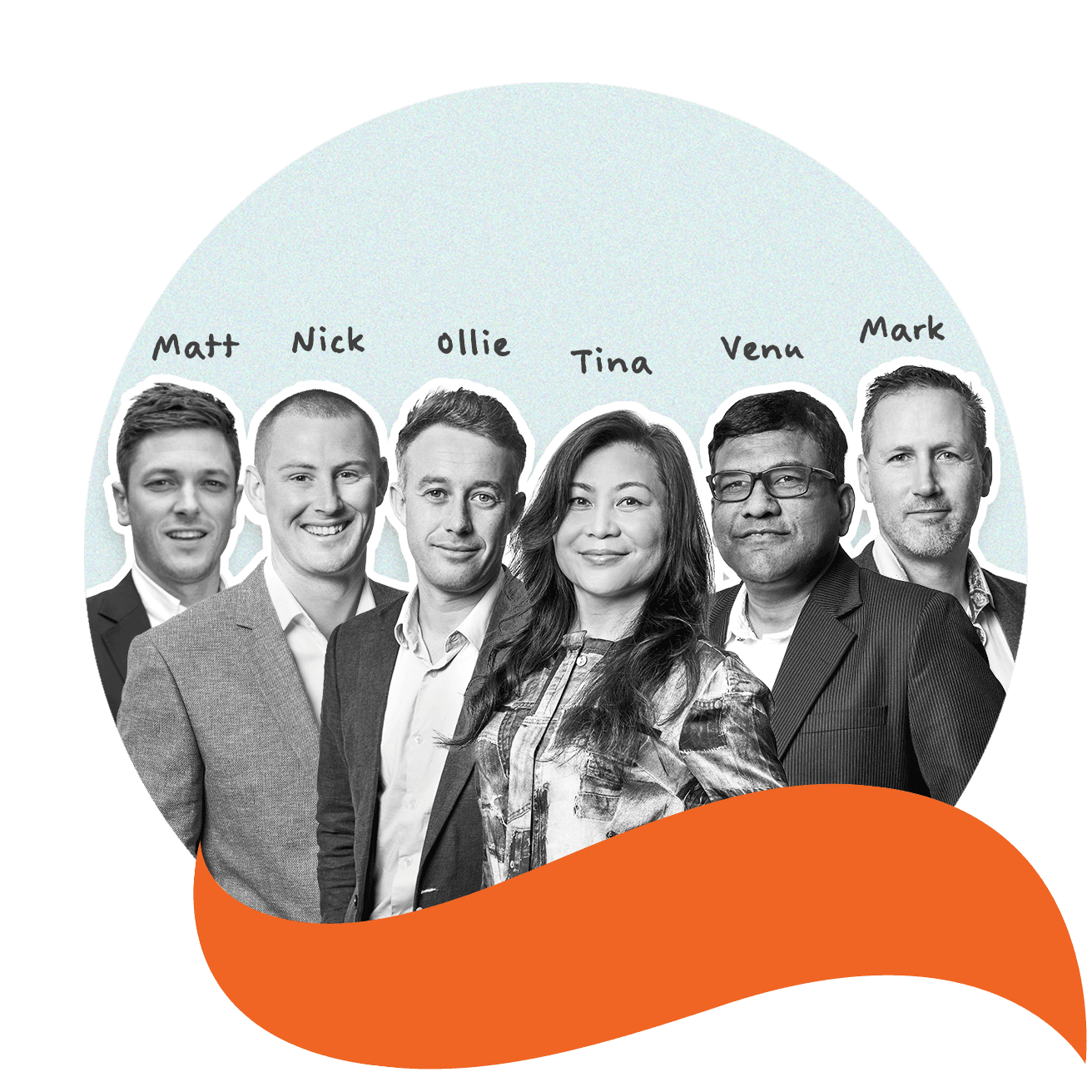 Matt, Nick, Ollie, Tina, Venu, Mark — Development funding experts at Squirrel