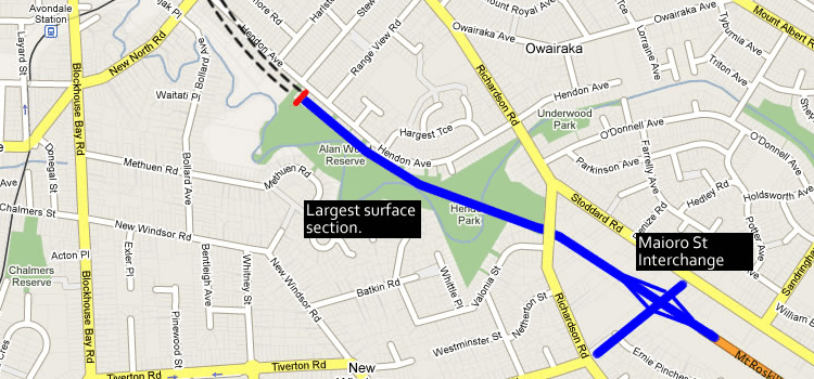 Map of Waterview tunnel